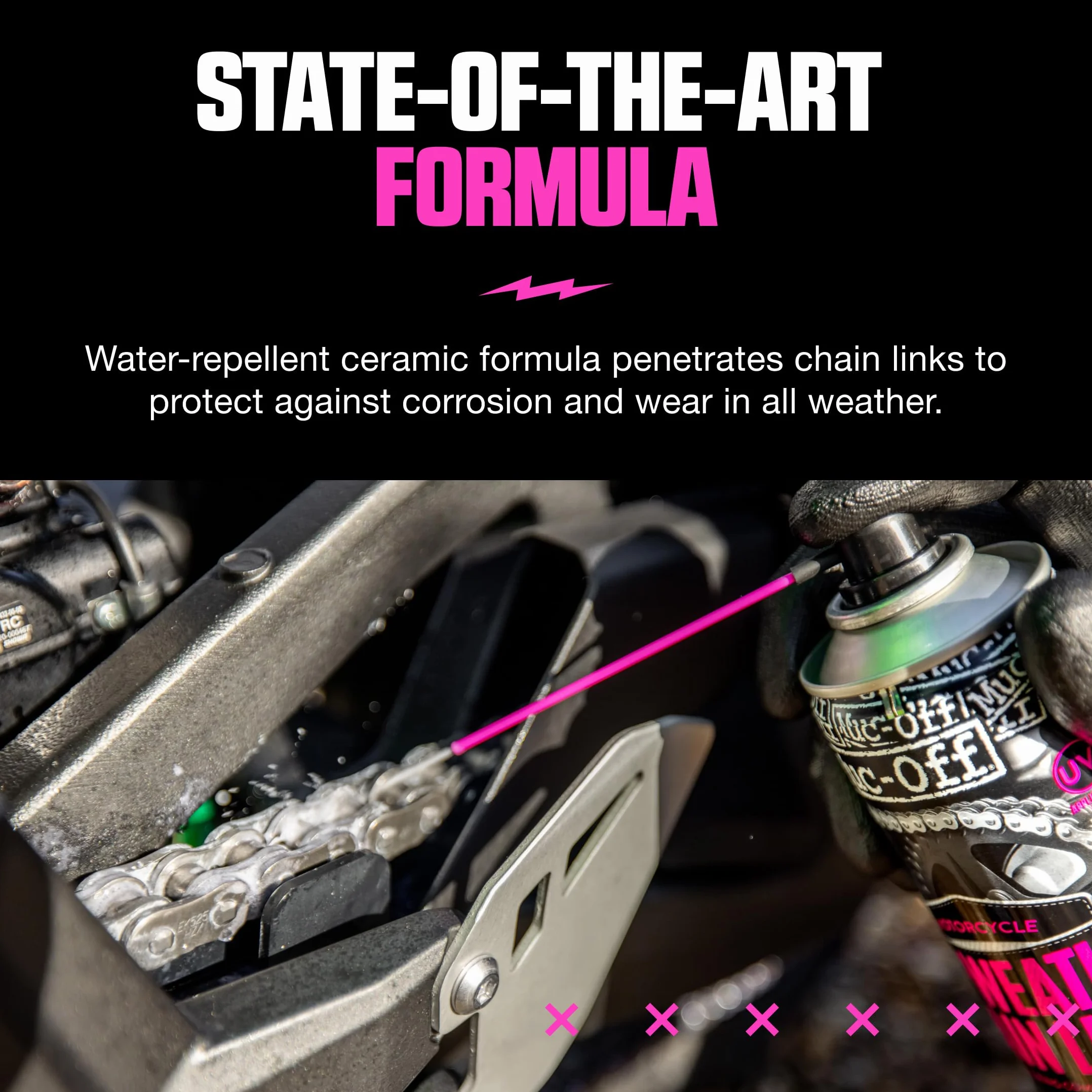 Muc-Off All-Weather Motorcycle Chain Lube, 400 ml - Grasso Catena Moto Spray di Alta Qualità - Lubrificante Catena Moto Formulato per Tutte le Condizioni Atmosferiche