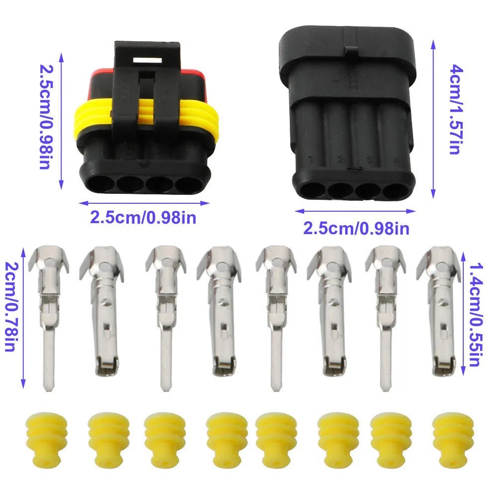GTIWUNG 10 Kit 4 Pin Auto Impermeabile Connettore, Connettore Elettrico Spina Impermeabile 1.5mm terminale 20–16AWG Impermeabile legare Elettrico Connettore per Auto Camion Marina Moto
