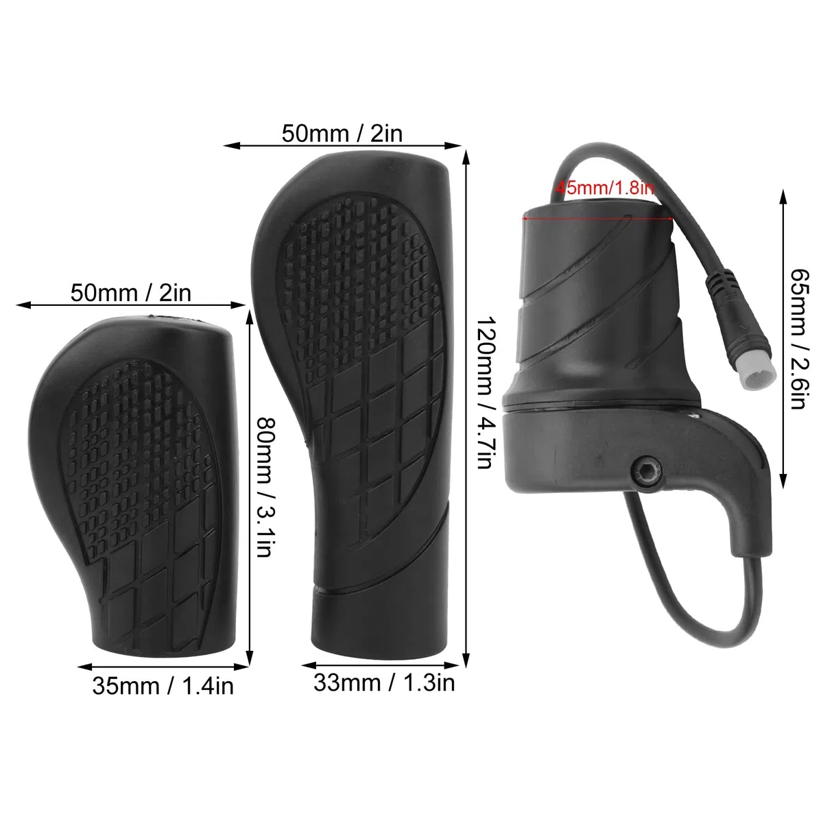 KIMISS Acceleratore a Mezza Rotazione Impermeabile per Bicicletta Elettrica, Parte di Modifica per Mountain Bike, Acceleratore a Rotazione per Bici Elettrica con Display,