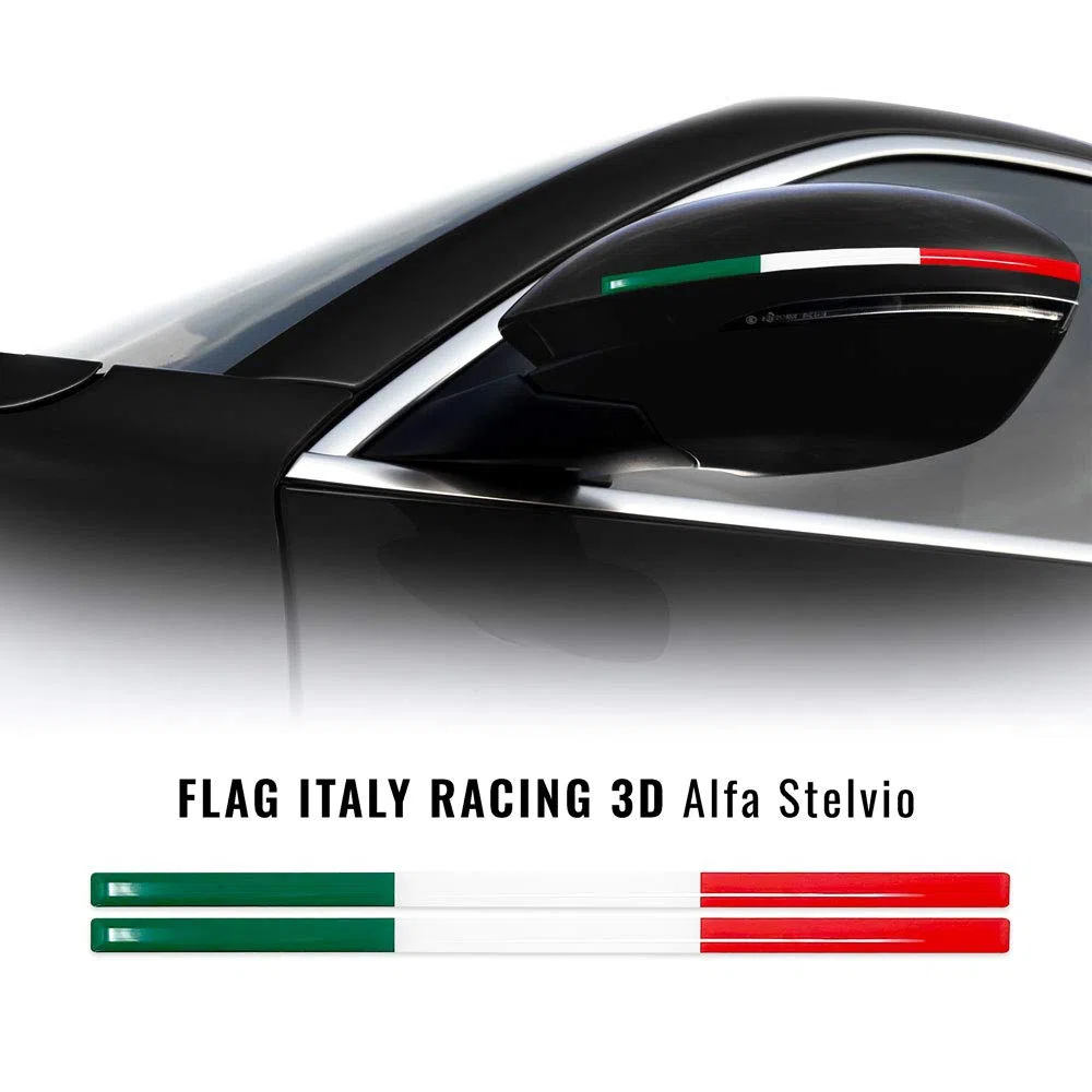 Stripes Strisce Adesive 3D Tricolore Italia per Specchietti Alfa Stelvio