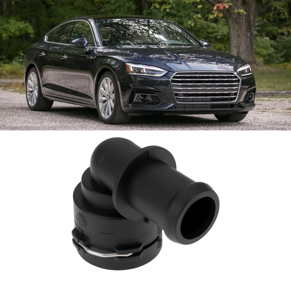 ECSiNG 2 Pezzi Flangia Refrigerante Auto 5Q0122291AJ 5Q0122291H Compatibile Con Audi Sportback 2018/09-2025/12