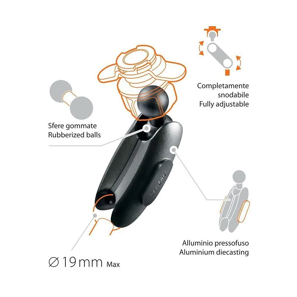 Lampa 90564 Titan Opti Orbit, Braccio estensivo snodato per attacchi Titan Compatibile con custodie Opti Line, Nero