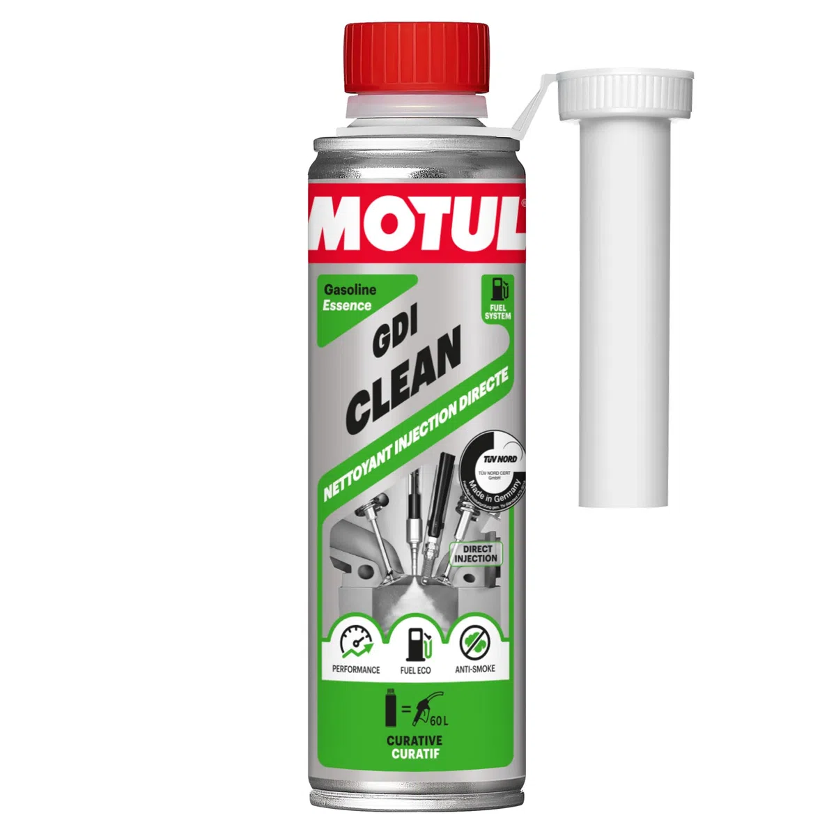Motul - Pulitore per Motori Benzina ad Iniezione Diretta - Additivo Curativo per Motore Benzina - Massime Prestazioni del Motore - da Utilizzare Prima di Fare Rifornimento - GDI Clean - 300 ml
