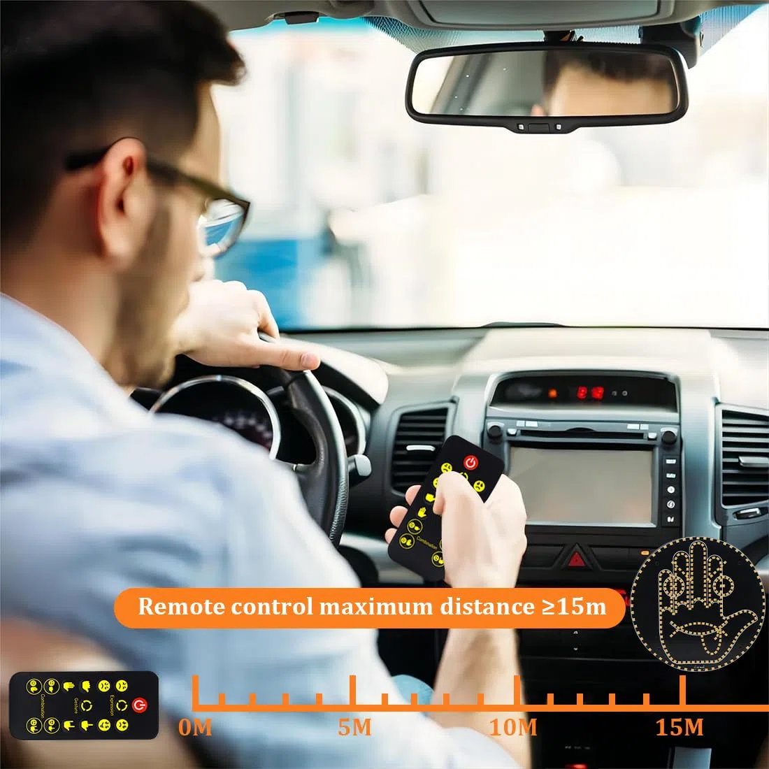 Zosppei luci gesto espressione LED per auto,2 in 1 Luce del dito dell'auto e luce di espressione