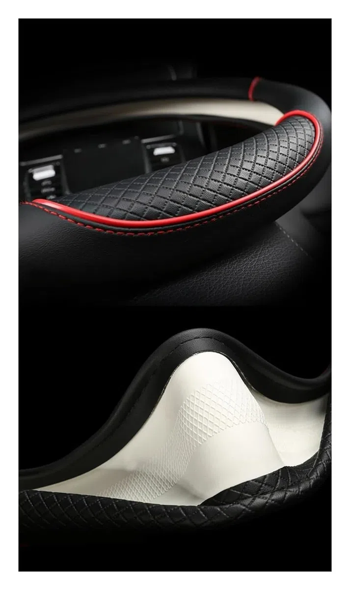 Volante Auto Coprivolanti Per Fiat 500X Per Cross/Per City Cross SUV 2018-2024+ Coprivolante Per Auto Ultrasottile In Pelle E Fibra Di Carbonio(BlackRed,D)