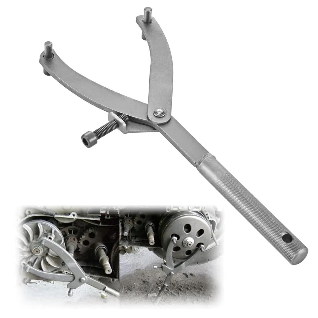 Chiave Blocca Volano, Chiave per volano regolabile, Strumento di bloccaggio Frizione Volano Strumento, Strumento Moto Volano Chiave Y, per Cinghia Della Puleggia, Strumento di Blocco e Riparazione