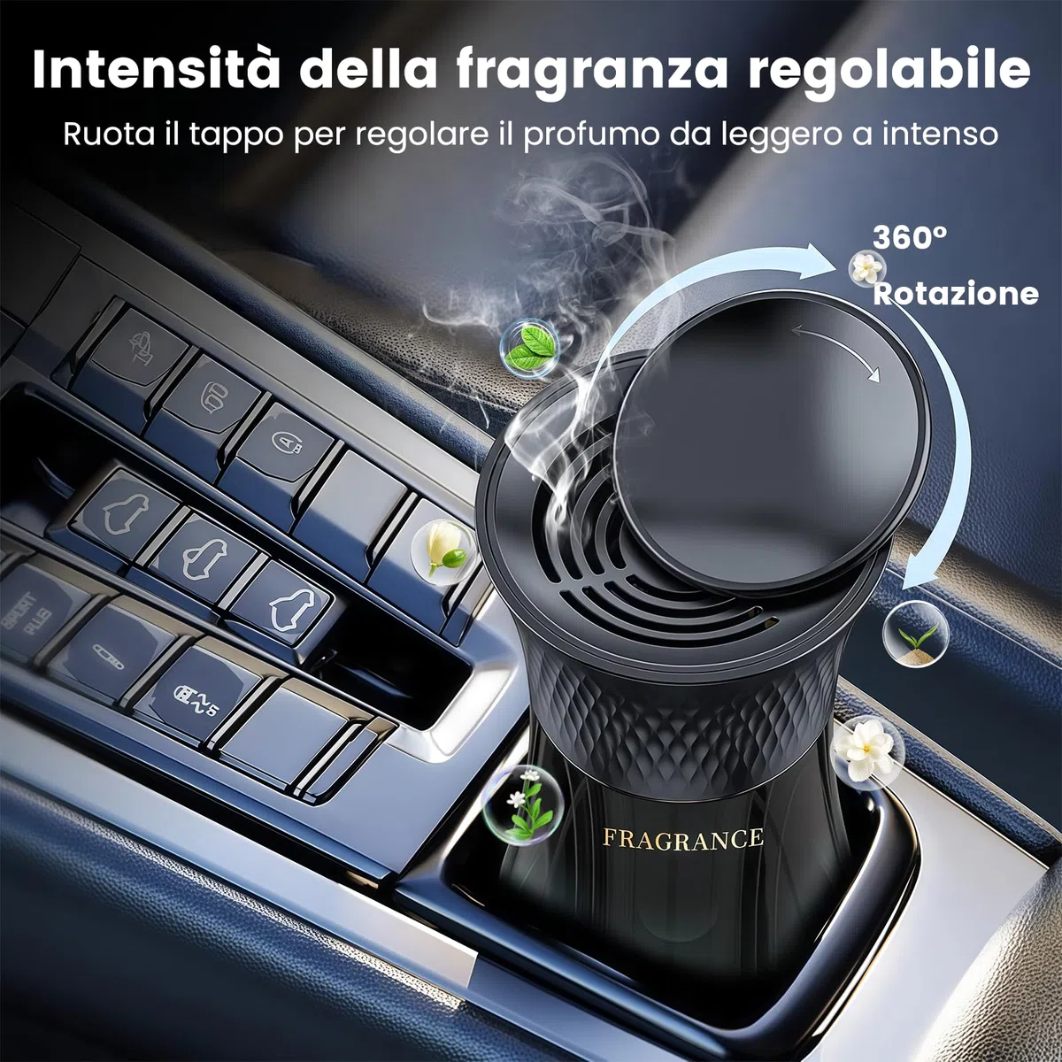 Profumatore Auto 110 ml, Design a Clessidra Ispirato alla Torre Eiffel, Diffusore Profumo Auto per Portabicchieri, Fragranza Fresca agli Agrumi, Profumo Auto a Lunga Durata per Auto SUV Camion