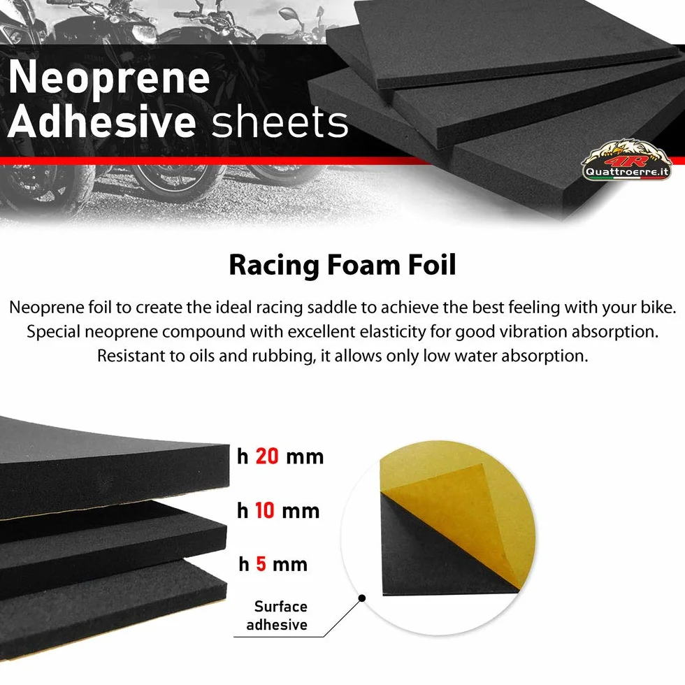 4R Quattroerre.it 16054 Foglio di Neoprene Adesivo 50 x 35 cm Spessore 5 mm