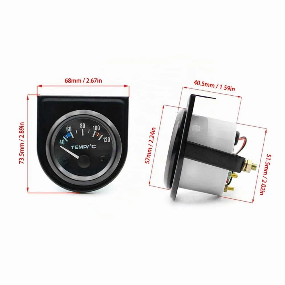 Indicatore della temperatura dell'acqua digitale per auto, 52 mm, 40 – 120 ℃, a LED, universale