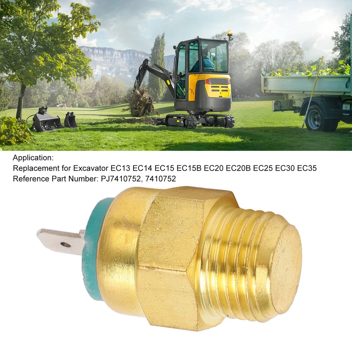 Sensore temperatura acqua, Sensore Temperatura Acqua Trattore 7410752 Sostituzione interruttore sensore temperatura acqua motore per escavatore EC13 EC14 EC15 EC15B EC20 EC20B EC25 EC30 EC35