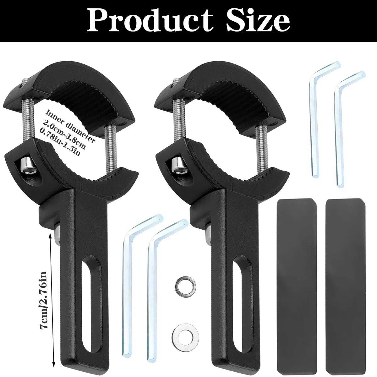 2 supporti per fari da moto, supporto regolabile | 20 mm a 38 mm, supporti universali con cuscinetto antiscivolo in gomma per moto, fuoristrada, ATV, UTV, camion