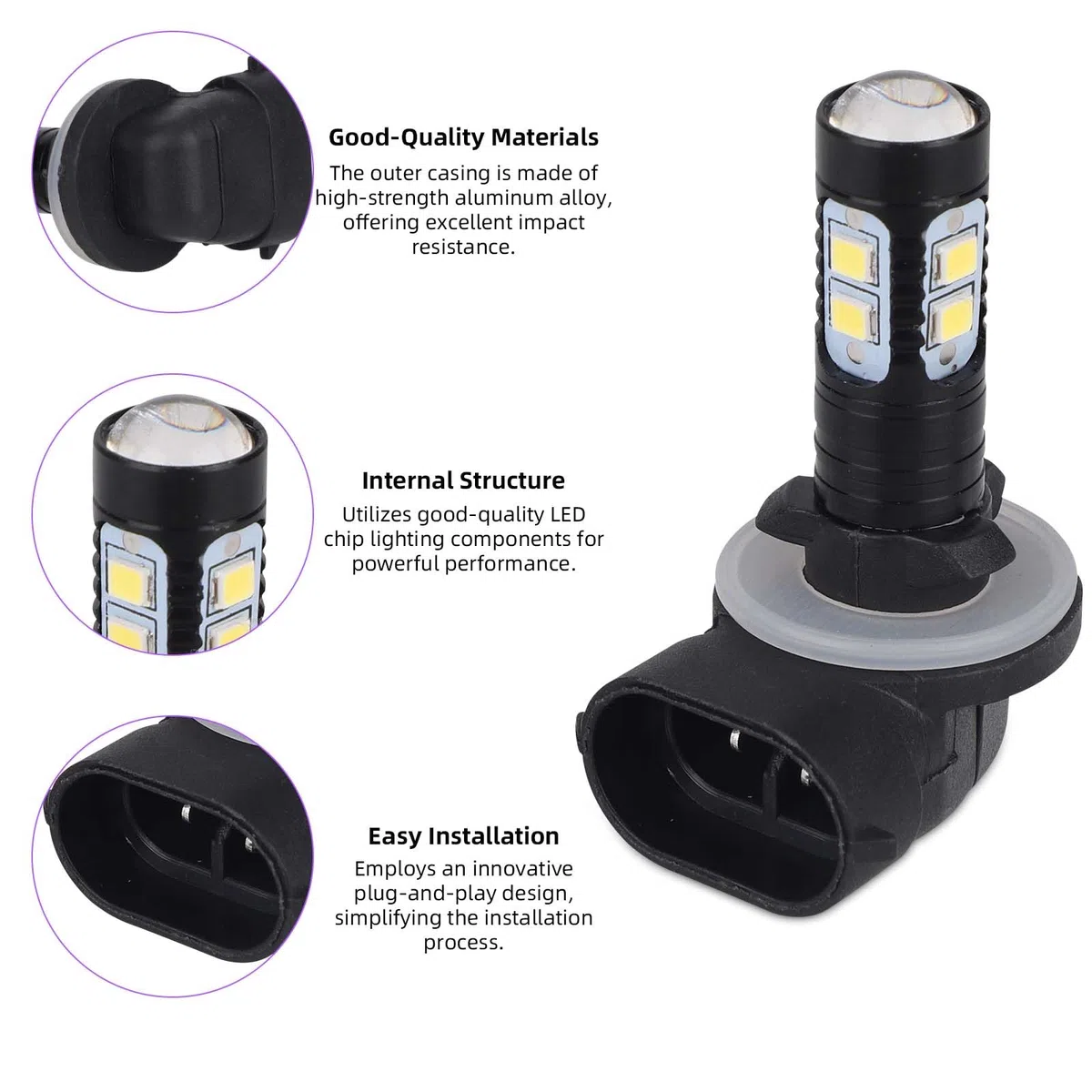 2pz 881 50 W Lampadina Fendinebbia LED per Fari Allo Xeno 881 889 862 886 894 896 898, Luci Diurne a LED Luminose per Auto e Camion