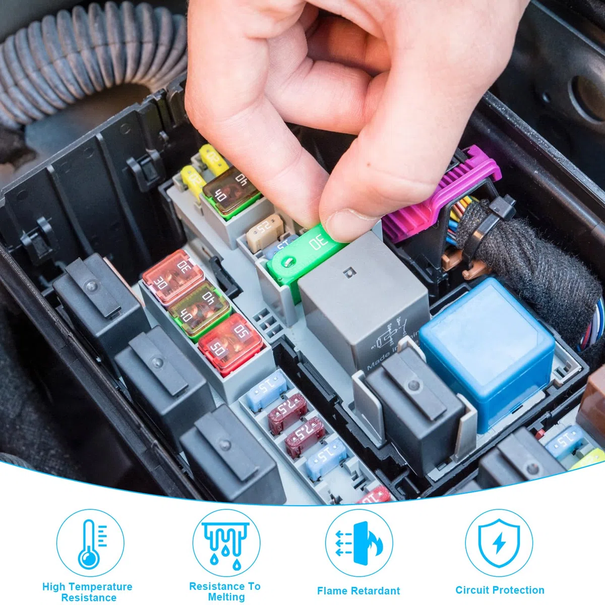 6 pezzi ANS Portafusibili e Fusibili Midi Auto 60A, 50A, 40A Portafusibile, Mega Fusibili per Auto, Roulotte, Camper