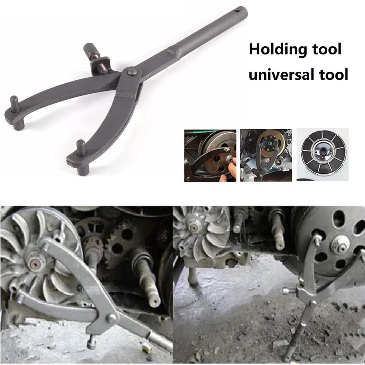 Chiave Blocca Volano,Chiave Frizione per Volano,Strumento Chiave Frizione Regolabile, Strumento Chiave per Volano, Chiave Frizione Supporto Forma di Y per Moto Scooter Volano Variatore Rimozione