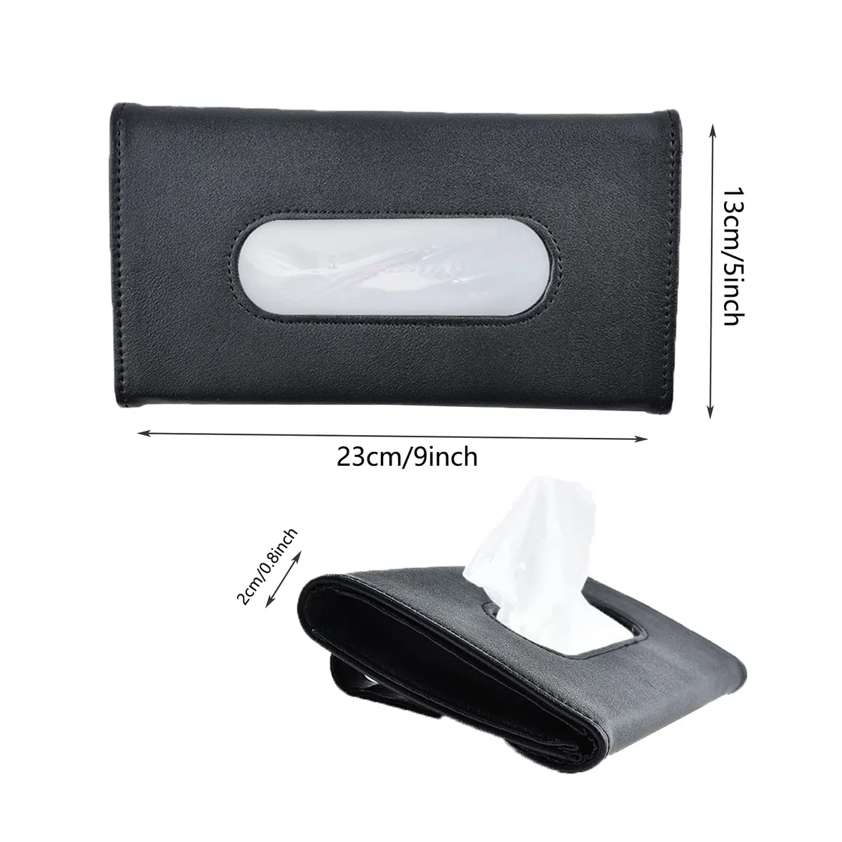 Auto Porta Fazzoletti per Auto, Portafazzoletti in Pelle Pu, Porta Fazzoletti in Pelle PU, per Auto Parasole, Sedile Posteriore per Auto (Nero)