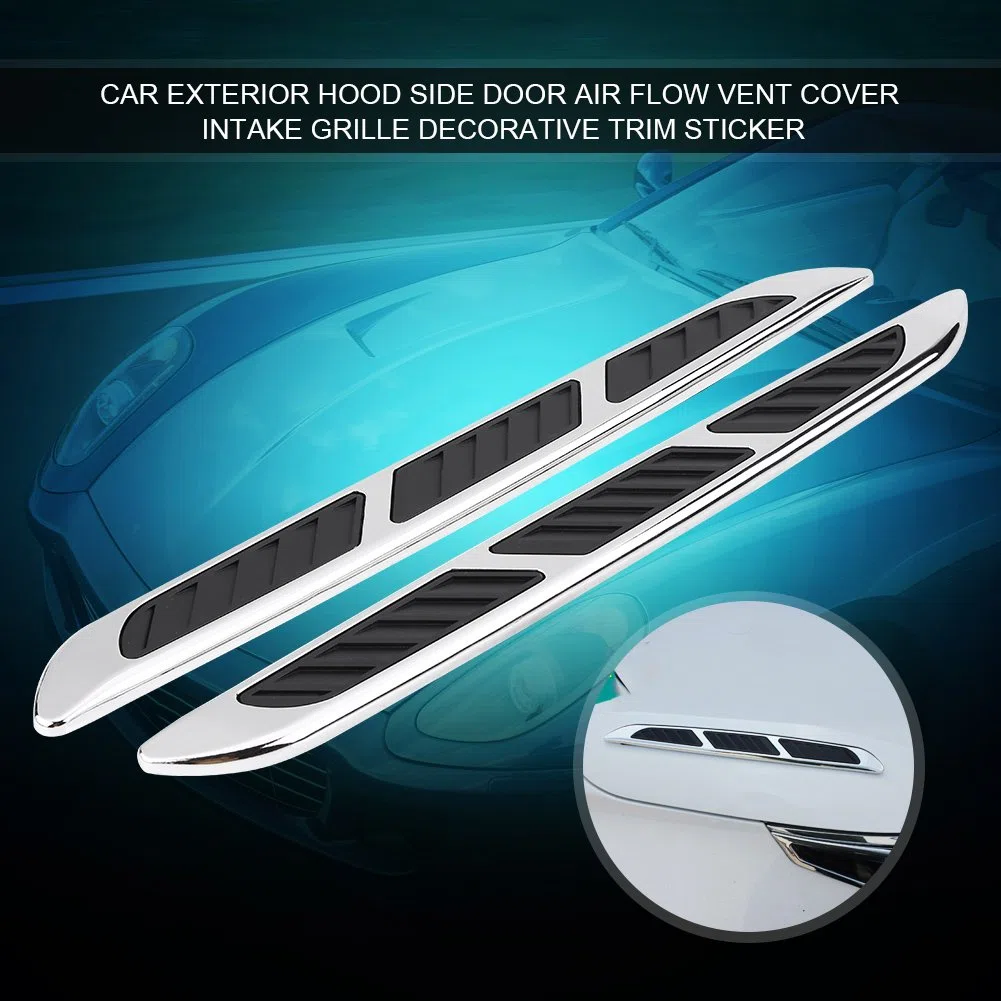 QL04764 2 pezzi Auto Esterno Cappuccio Porta Laterale Air Vent copertura griglia di aspirazione decorativo assetto adesivo