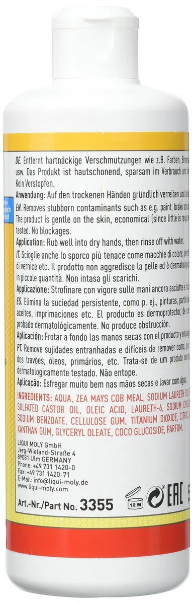 LIQUI MOLY Pasta lavamani liquida, 500 ml, Cura della pelle, SKU: 3355