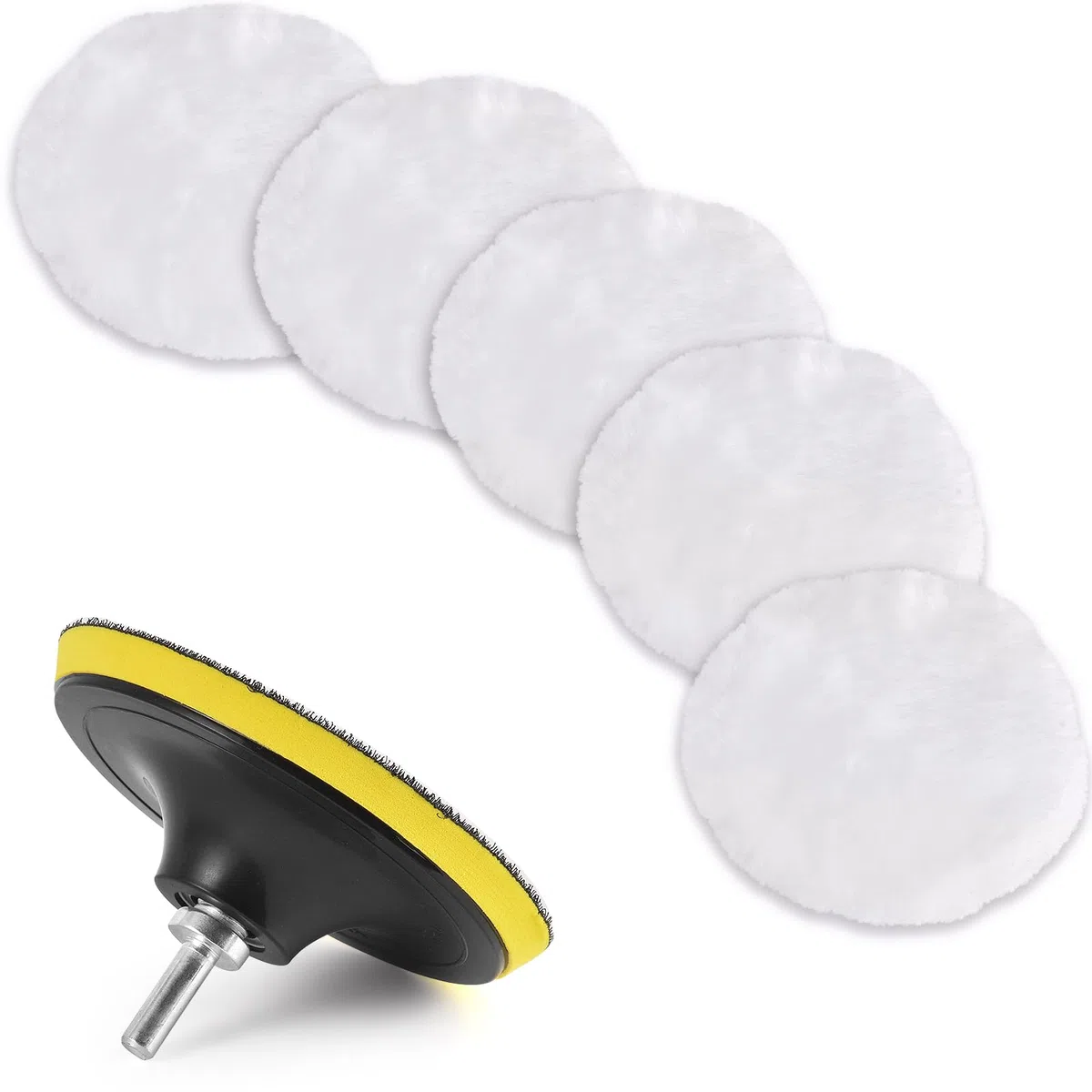 Kshineni 80mm 7 Pezzi Lucidatura Pad Lana, Kit Lucidatura Auto Trapano Pads Tamponi Pastiglie Ceretta Kit con M10 Adattatore