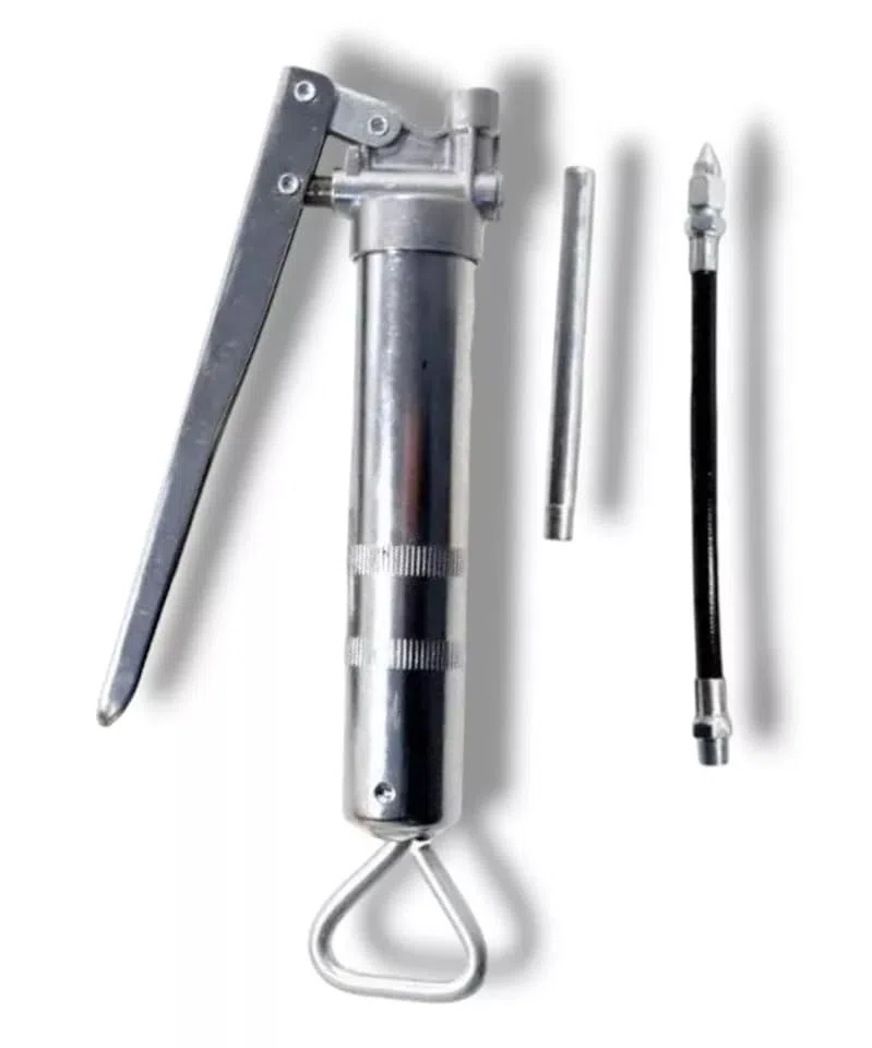 topolenashop Pompa Ingrassatore Manuale 100 ml – Pistola per Grasso con Prolunga Rigida e Flessibile, Testine per Ingrassaggio, per Auto, Mezzi Agricoli e Officina
