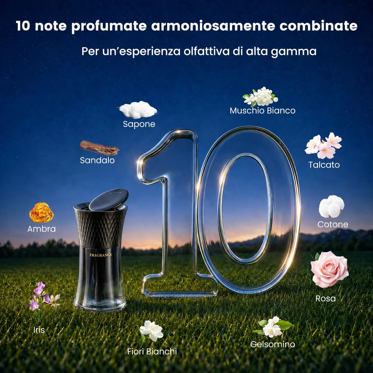 Profumatore Auto 110 ml, Design a Clessidra Ispirato alla Torre Eiffel, Diffusore Profumo Auto per Portabicchieri, Fragranza Fresca agli Agrumi, Profumo Auto a Lunga Durata per Auto SUV Camion