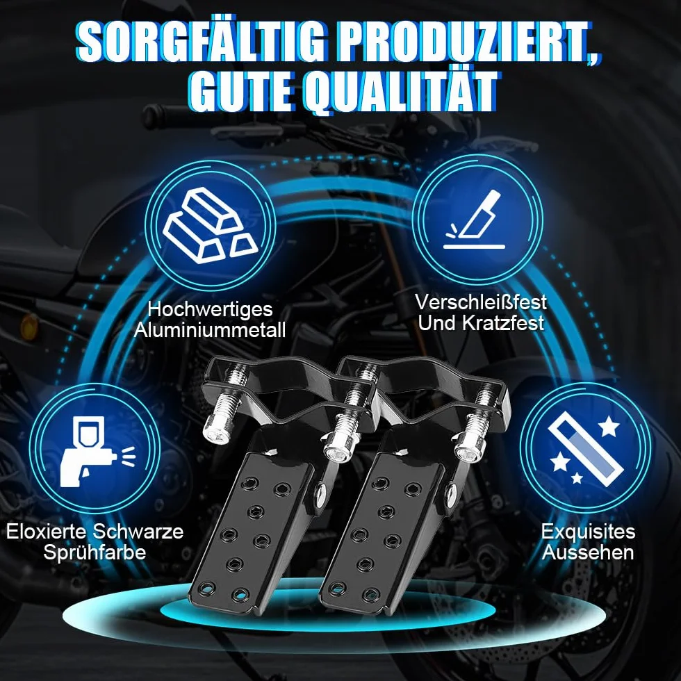 Fußrasten Motorrad, Fußstützen Fahrrad, Pedal Fußrasten, Fußrastenpedal, Schwarze Stylische, Wird Direkt Am Bequemen Drehpunkt Montiert, Aus StrapazierfäHigem Metall(Schwarz)