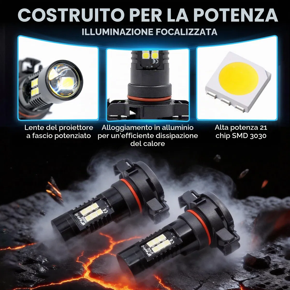 2x PSX24W 2504 12276 LED Lampadina Fendinebbia Xenon Bianco per P'eugeot 207 2009-2012, Peugeot 208 2012-2019, P'eugeot 2008 2013-2019, P'eugeot 3008 2009-2016, Citroen C3, C4 Cactus