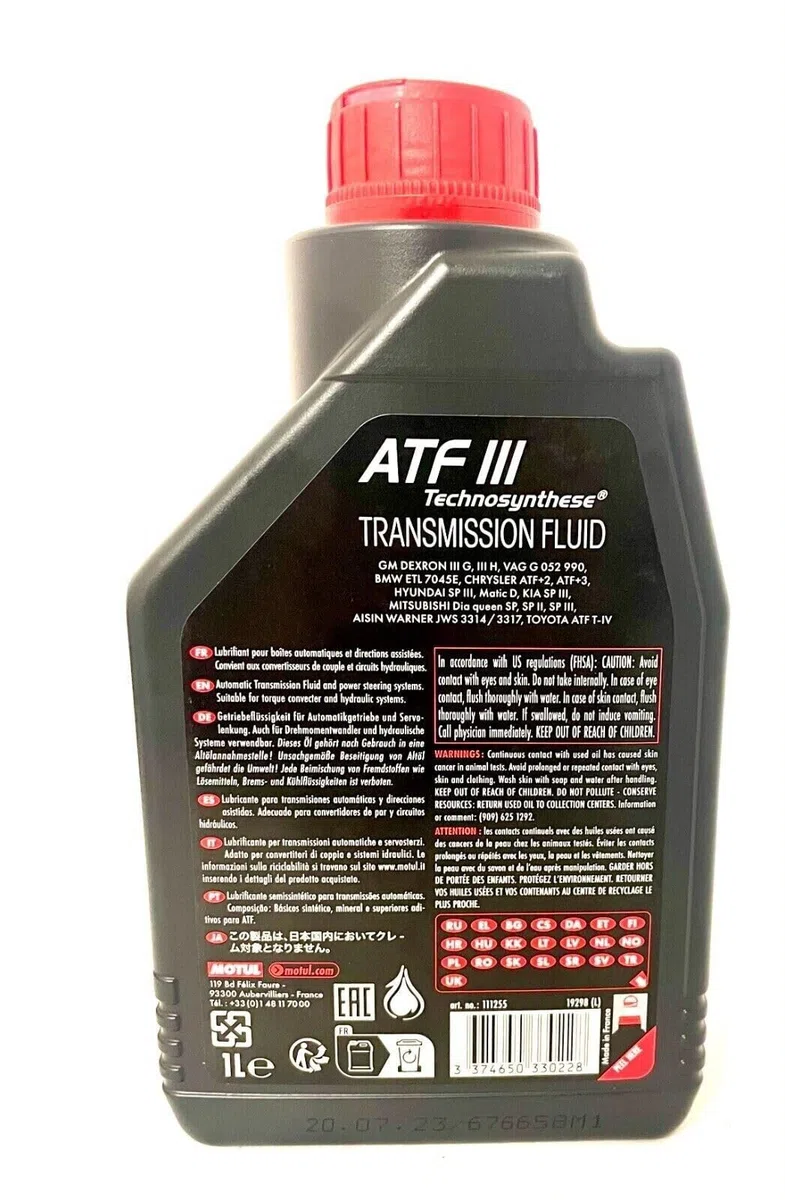 1 Lt Litro Olio Idroguida Trasmissioni Servosterzo Atf Dexron III 3 ROSSO